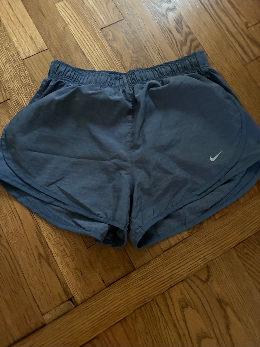 Nike Women's Slate Blue Athletic Running Shorts with Swoosh